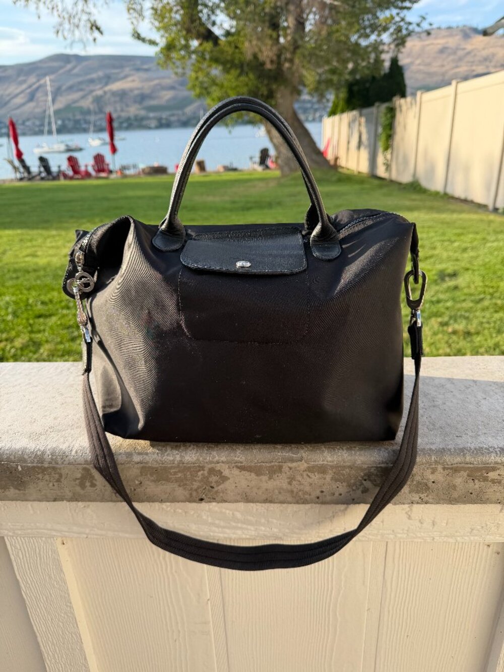 Black Longchamp Le Pliage crossbody